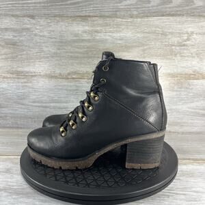 Korks by Kork-Ease Erica Lace Up Black Vegan Leather Combat Boots Size 6.5